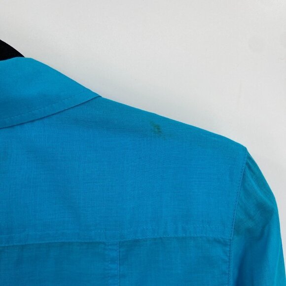 TOMMY BAHAMA Teal Turquoise Blue 100% Cotton Lightweight Button Up Blouse XL - Picture 6 of 6